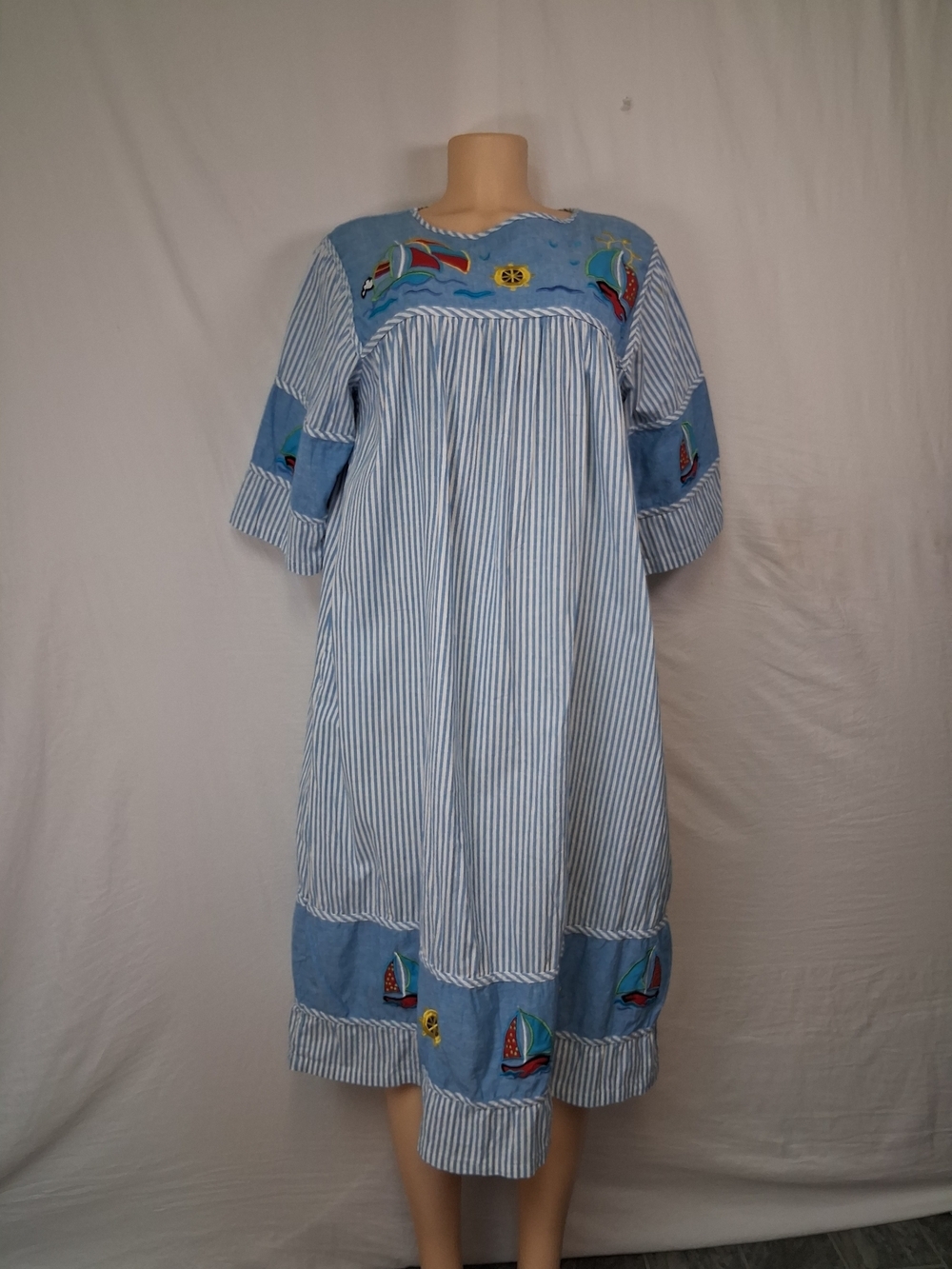 Woman Within Blue and White Striped Cotton Top Size M - Picture 4 of 17